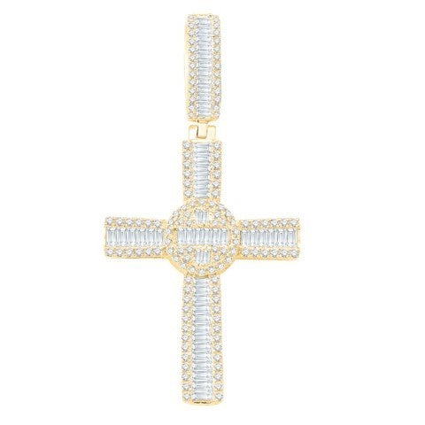 10 Karat Yellow Gold 1.48 Carat Diamonds Latin Cross HipHop Pendant-1032070-YG