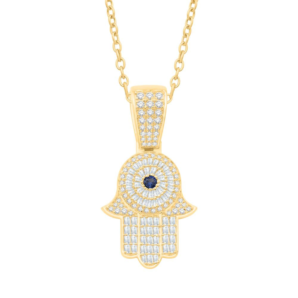 10 Karat Yellow Gold 1.00 Carat Diamonds Hamsa HipHop Pendant-1032085-YG