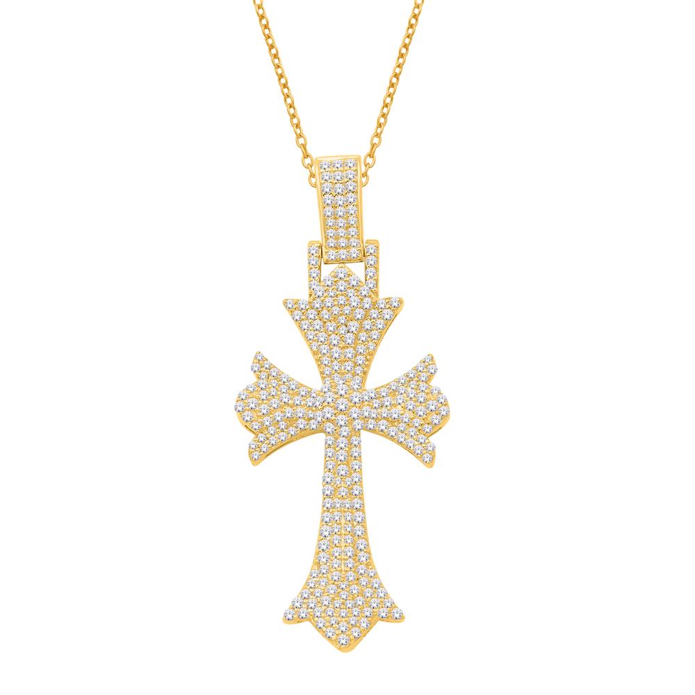 10 Karat Yellow Gold 1.40 Carat Diamonds Latin Cross HipHop Pendant-1032091-YG