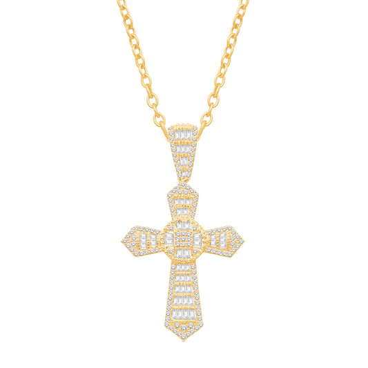 10 Karat Yellow Gold 0.87 Carat Diamonds Latin Cross HipHop Pendant-1032102-YG