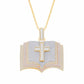 10 Karat Triple-Tone Gold 3.56 Carat Diamonds Latin Cross on Book HipHop Pendant-1032104-TTT