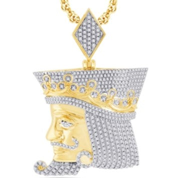 10 Karat Yellow Gold 0.70 Carat Diamonds King Face HipHop Pendant-1033667-YG