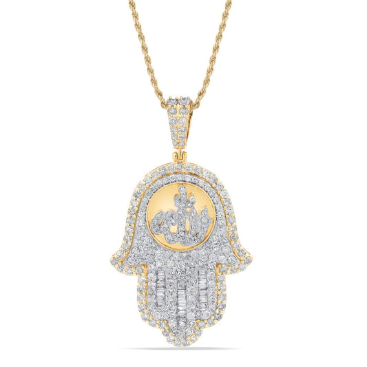 10 Karat Yellow Gold Hamsa 1.10 Carat Diamonds HipHop Pendant-1050017-YG