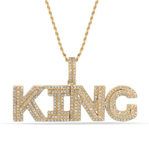 10 Karat Yellow Gold 0.68 Carat Diamonds King HipHop Pendant-1050023-YG