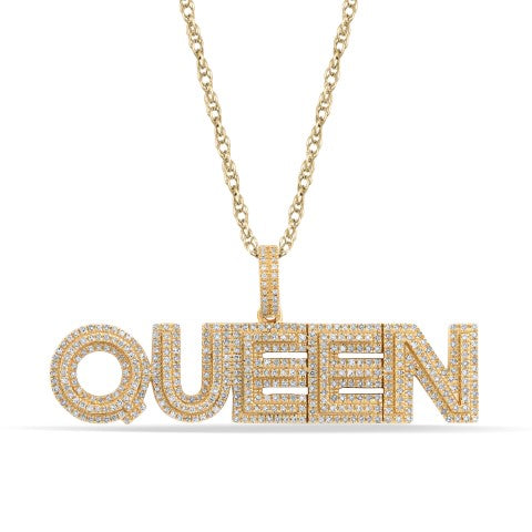 10 Karat Yellow Gold 0.88 Carat Diamonds QUEEN HipHop Pendant-1050024-YG