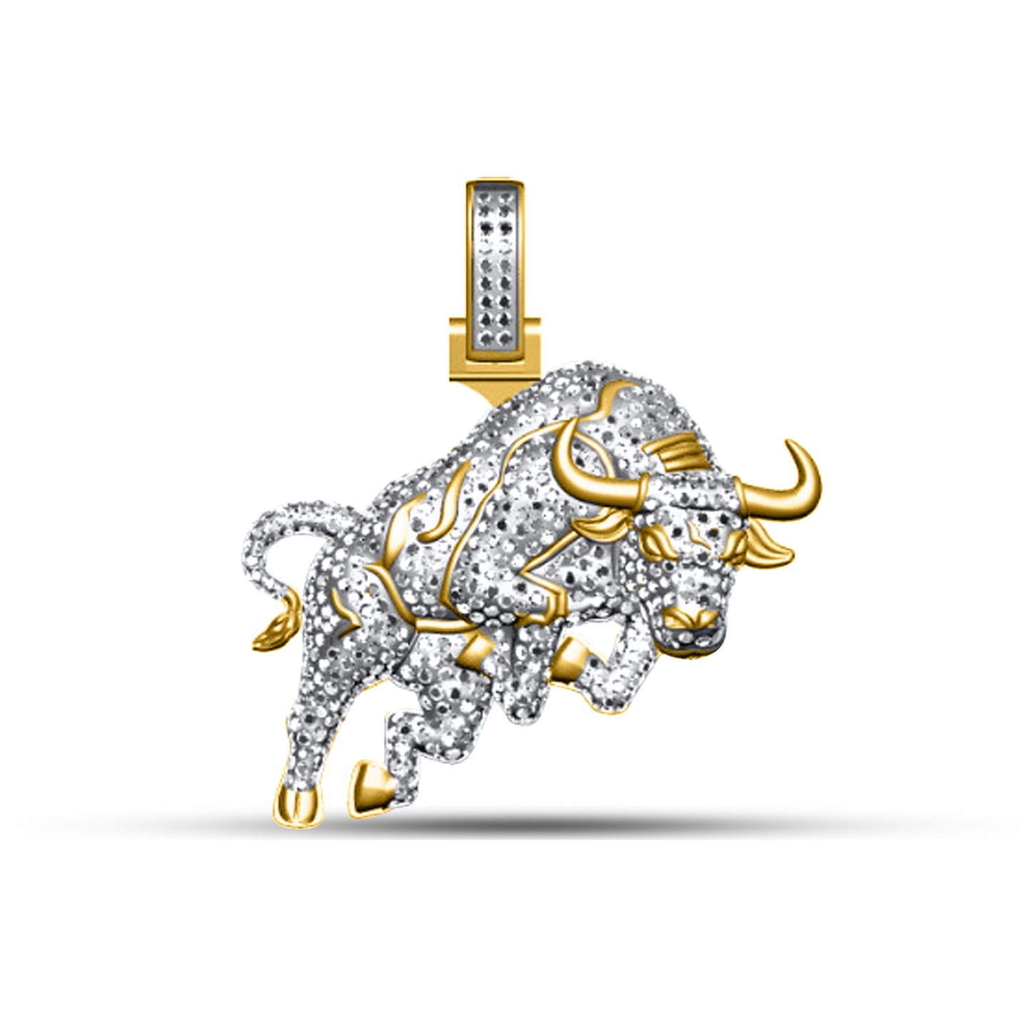 10 Karat Yellow Gold 1.90 Carat Diamonds Bull HipHop Pendant-1050033-YG