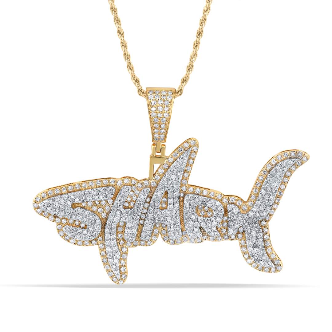 10 Karat Two-Tone (Yellow and White) Gold 1.47 Carat Diamonds Shark HipHop Pendant-1050049-YW