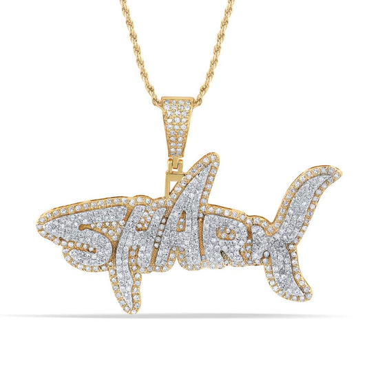 10 Karat Two-Tone (Yellow and White) Gold 1.47 Carat Diamonds Shark HipHop Pendant-1050049-YW