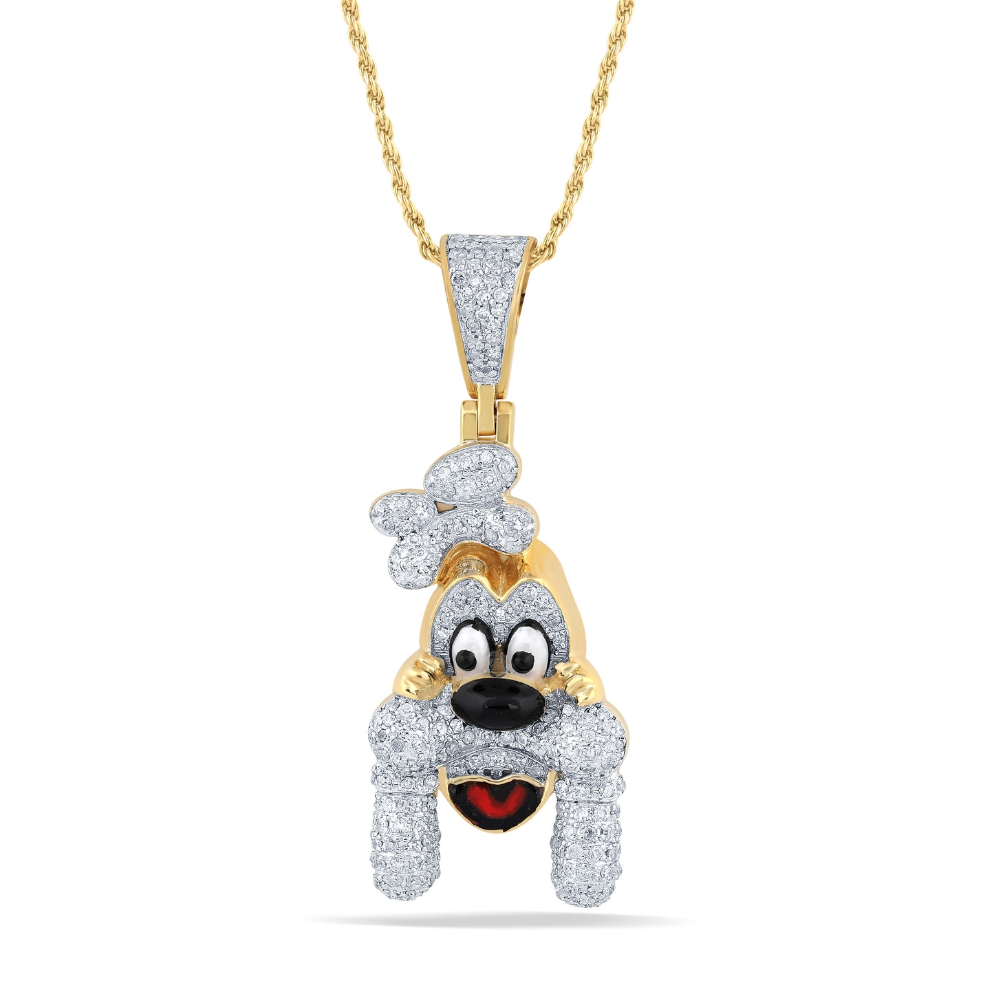 10 Karat Two-Tone (Yellow and White) Gold 0.65 Carat Diamonds Goofy HipHop Pendant-1050062-YW