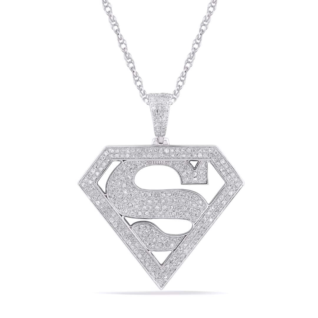 10 Karat White Gold 0.74 Carat Diamonds Superman HipHop Pendant-1050064-WG