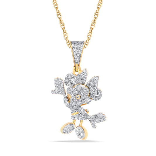 10 Karat Two-Tone Gold 0.54 Carat Diamonds Minnie Mouse Pendant-1050073-TT