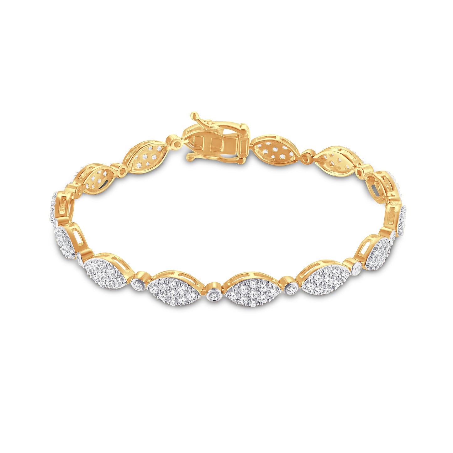 10 Karat Yellow Gold 3.00 Carat Diamonds Marquise Ladies Bracelet-1225824-YG