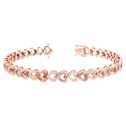 10 Karat Rose Gold 1.10 Carat Diamonds Heart Ladies Bracelet-1230019-RG