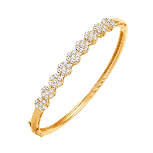 10 Karat All Yellow Gold 1.86 Carat Diamonds Prong Flower Bangle-1325838-ALY