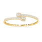 10 Karat All Yellow Gold 1.53 Carat Diamonds Bypass Cushion Bangle-1332158-ALY