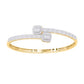 14 Karat Yellow Gold 2.50 Carat Diamonds (7.5 Inch) Cushion Bypass Bangle-1332204-YG