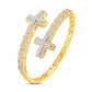 10 Karat Two-Tone (Yellow and White) Gold 2.85 Carat Diamonds Latin Cross Bypass Bangle-1425235-YW