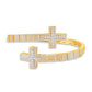 10 Karat Two-Tone (Yellow and White) Gold 2.85 Carat Diamonds Latin Cross Bypass Bangle-1425235-YW