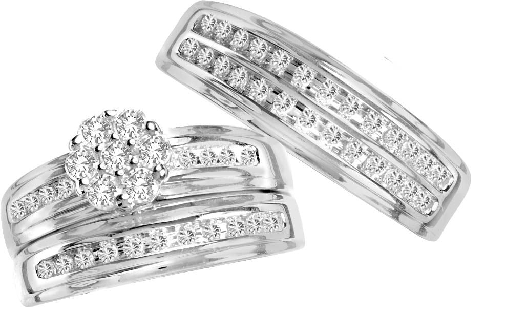 14K  0.82CT  Diamond TRIO SET