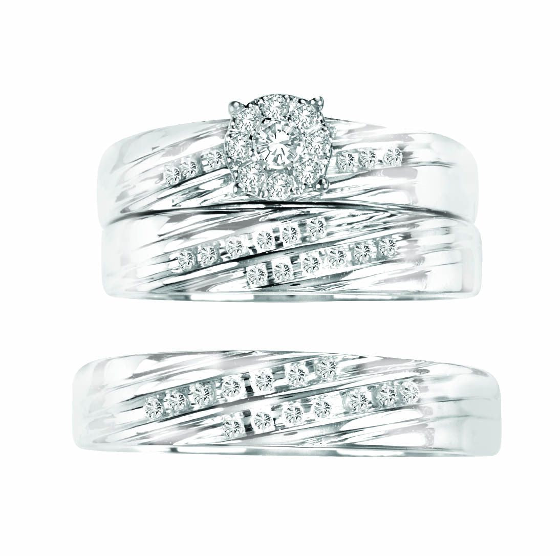 14K  0.35CT  TRIO SET