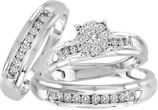 14K 0.54CT Diamond TRIO SET