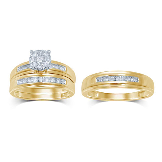 14K 0.43CT Diamond TRIO SET