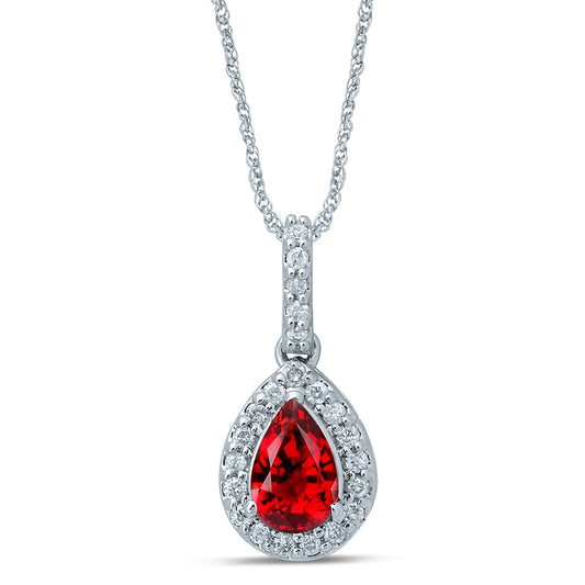 14K  0.05CT Diamond Ruby Pendant