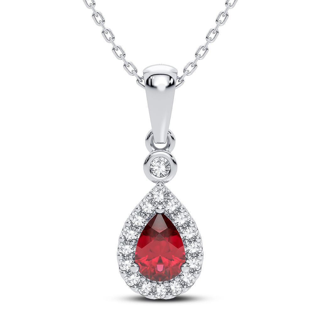 14K 0.10CT Diamond Ruby Pendant