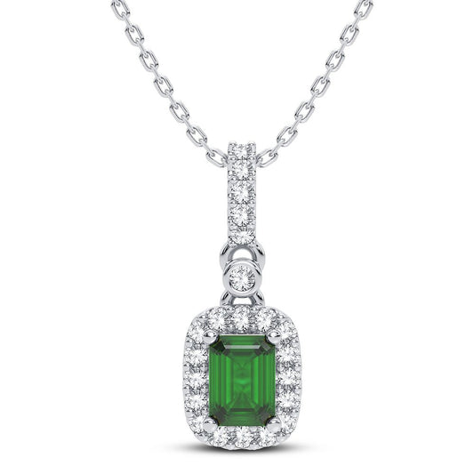 14K 0.16CT Diamond Emerald Pendant