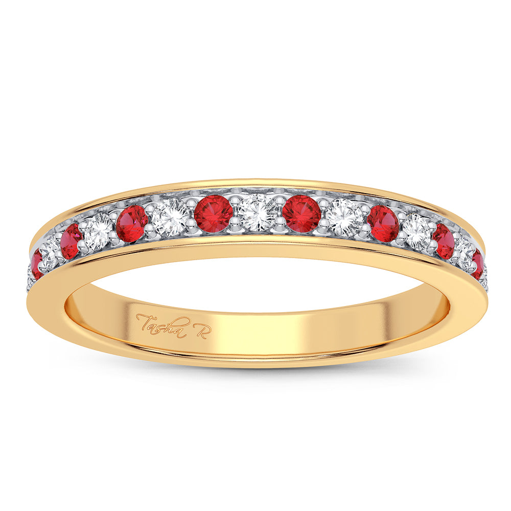 14k 0.12ct Gemstones with Diamonds Band