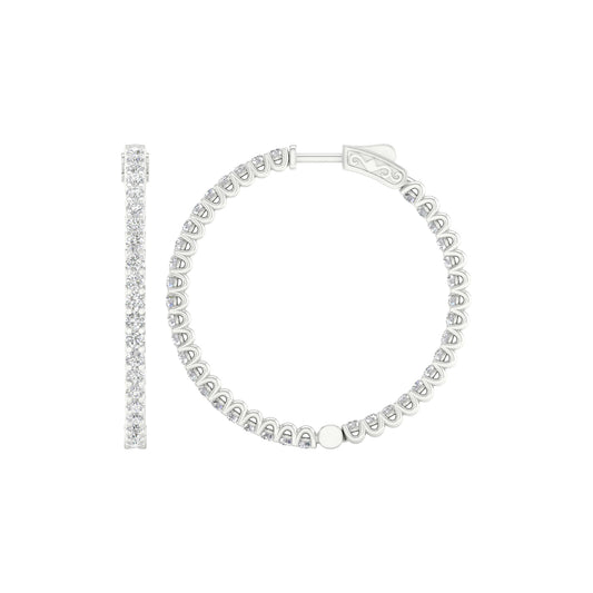 14K 4.00CT Certified Lab Grown Diamond Hoops