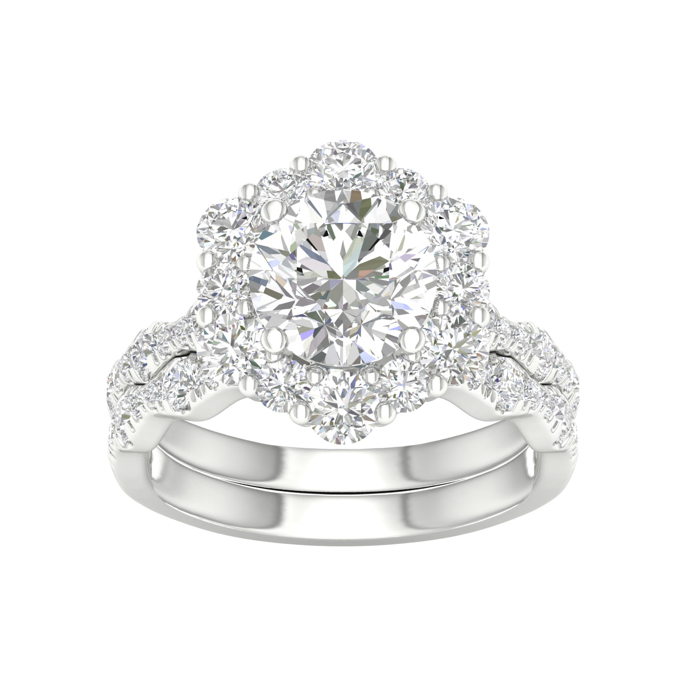 14k 3.75CT Lab Diamond Bridal Set