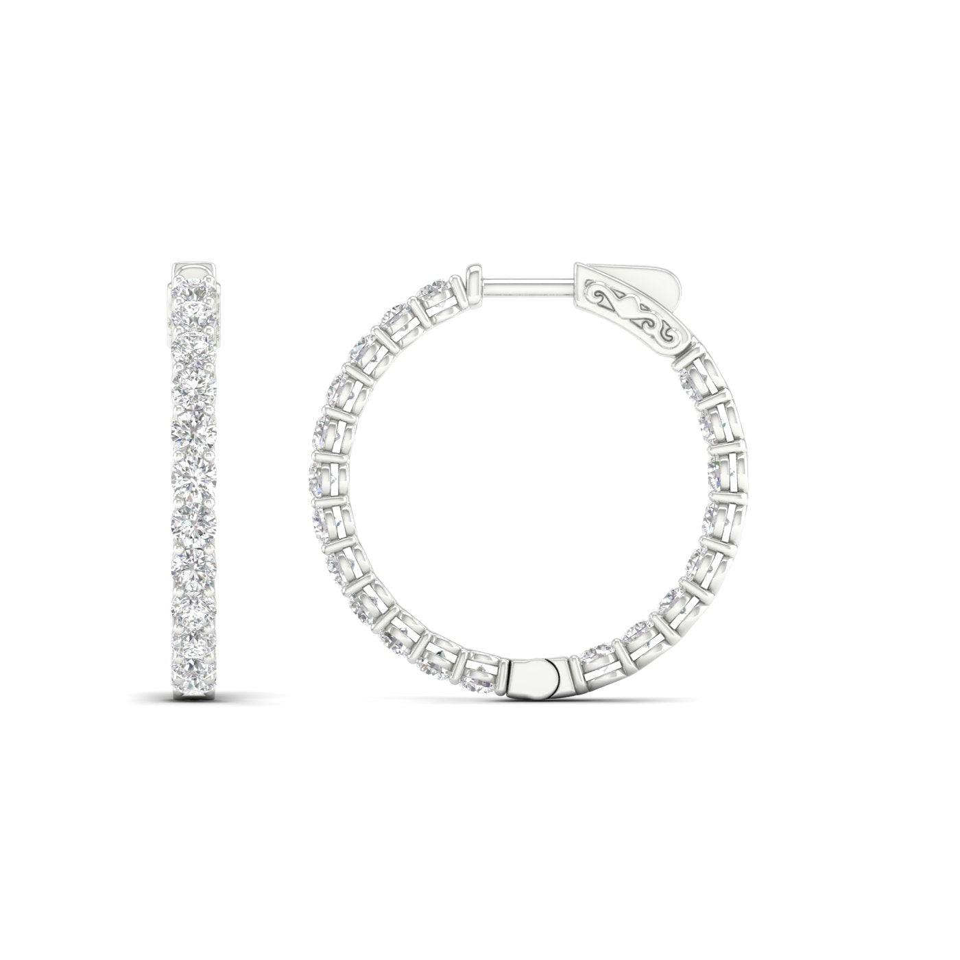 14K 4.00CT Lab Diamond Hoop Earring