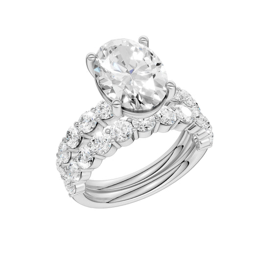 14K 5.00CT Certified Lab Grown Diamond Bridal Set