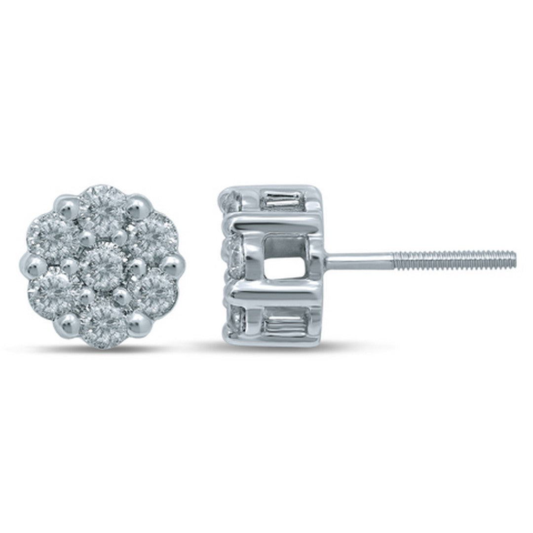 10KT 0.98-1.05CT D-FLOWER EARRINGS