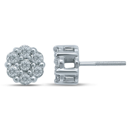 10KT 0.98-1.05CT D-FLOWER EARRINGS