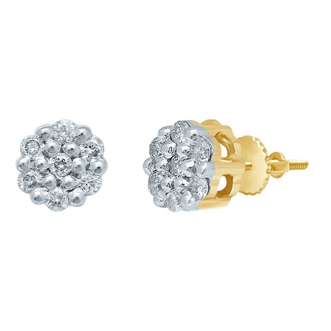 10KT 0.10-0.12CT D-FLOWER EARRINGS