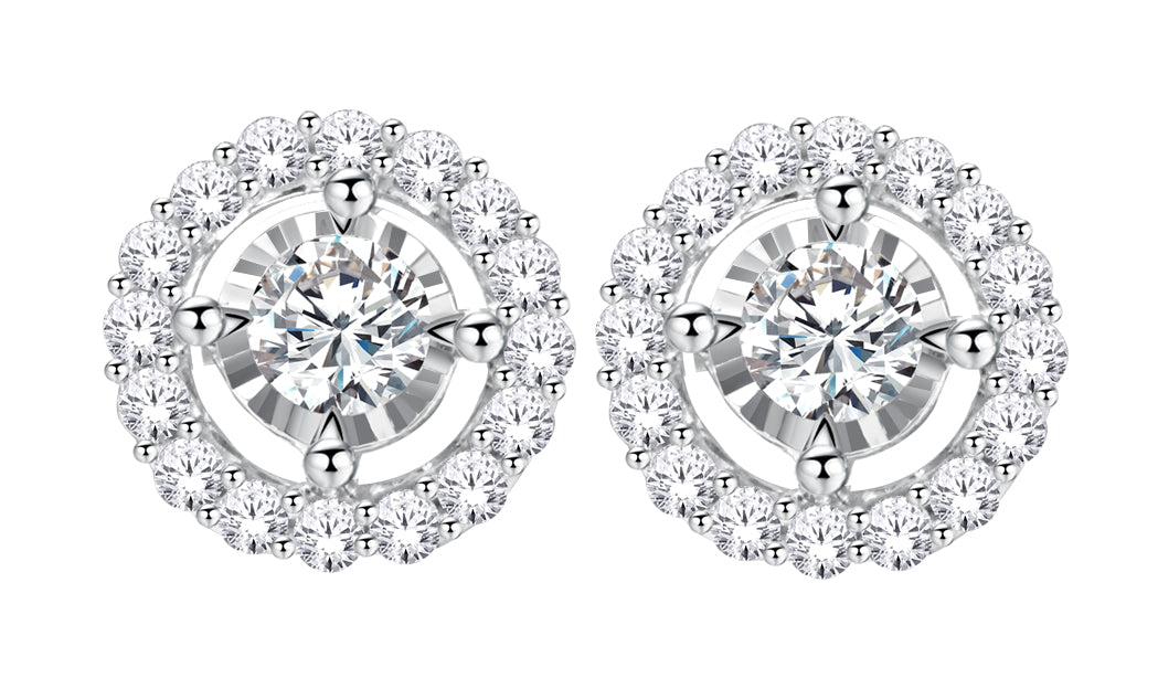 14 Karat Yellow Gold 0.25 Carat Diamonds Round Earrings-0128013-YG