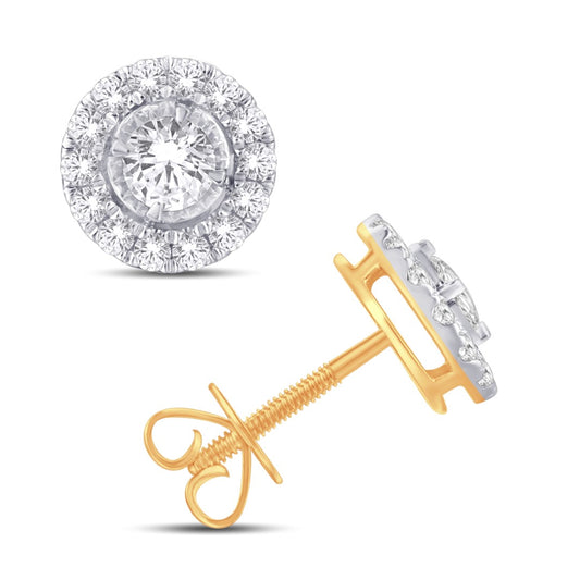 14 Karat Yellow Gold 0.75 Carat Diamonds Round Earrings-0128064-YG