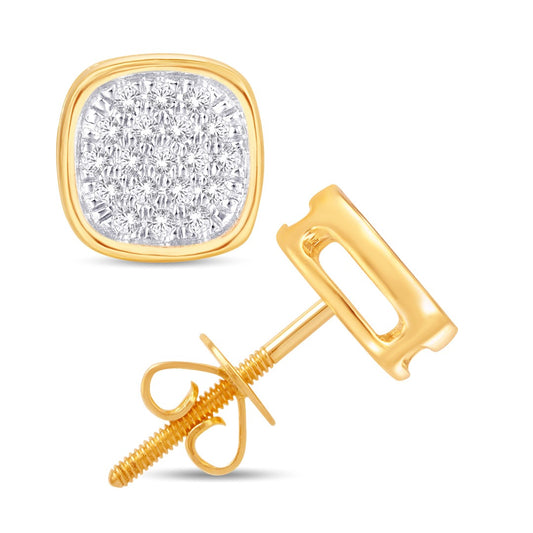 10 Karat Yellow Gold 0.10 Carat Diamonds Cushion Earrings-0126097-YG