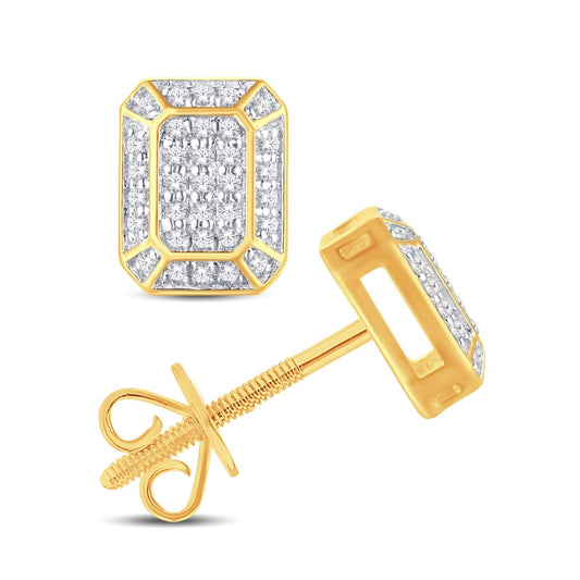 10 Karat White Gold 0.15 Carat Diamonds Radiant Earrings-0125749-WG