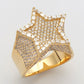 14KY 3.60CTW DIAMOND STAR RING W/RAISED BAGUETTE