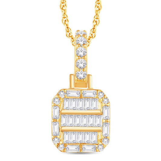 10 Karat All Yellow Gold 0.33 Carat Diamonds Cushion Pendant-0825817-ALY