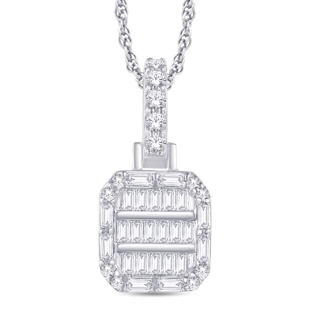 10 Karat White Gold 0.33 Carat Diamonds Cushion Pendant-0825817-WG