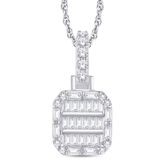 10 Karat White Gold 0.33 Carat Diamonds Cushion Pendant-0825817-WG