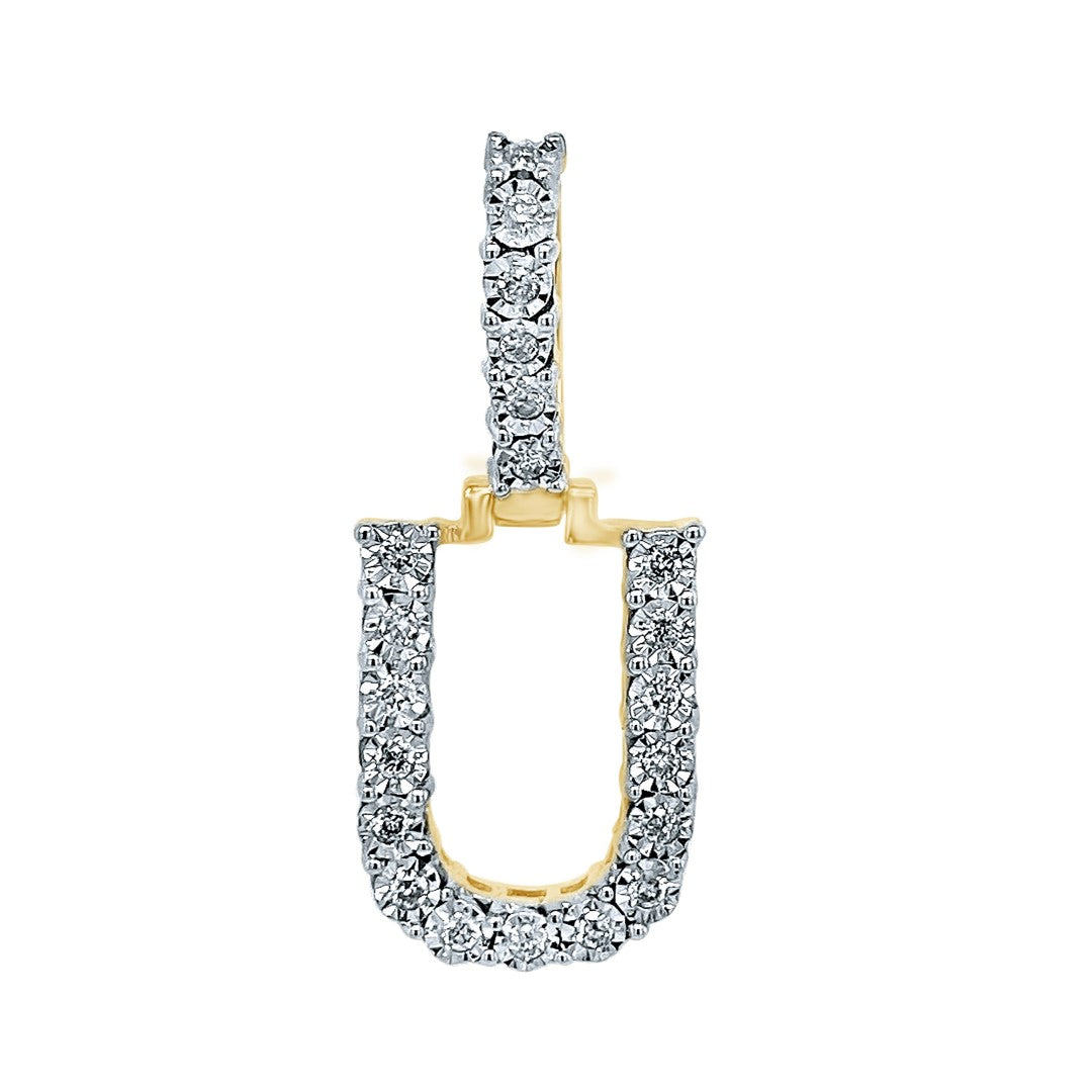 10 Karat Yellow Gold 0.20 Carat Diamonds Initial (U) HipHop Pendant-1029503-YG