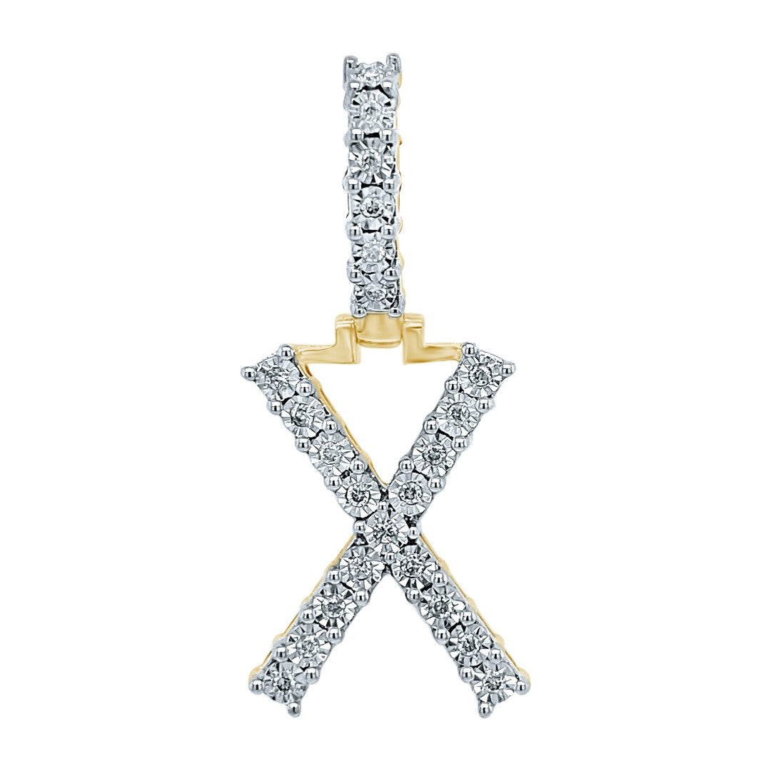 10 Karat Yellow Gold 0.17 Carat Diamonds Initial (X) HipHop Pendant-1029500-YG