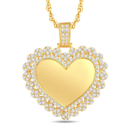 10 Karat All Yellow Gold 3.25 Carat Diamonds Heart Memory Charm HipHop Pendant-1025935-ALY