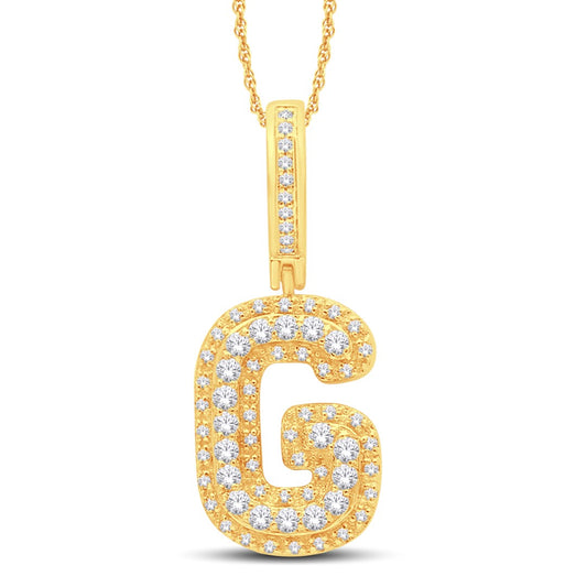 10 Karat All Yellow Gold 0.32 Carat Diamonds Initial (G) HipHop Pendant-1026153-ALY