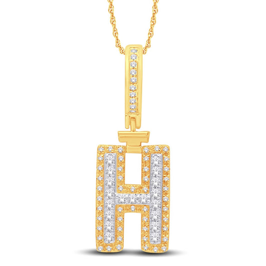 10 Karat All Yellow Gold 0.32 Carat Diamonds Initial (H) HipHop Pendant-1026154-ALY